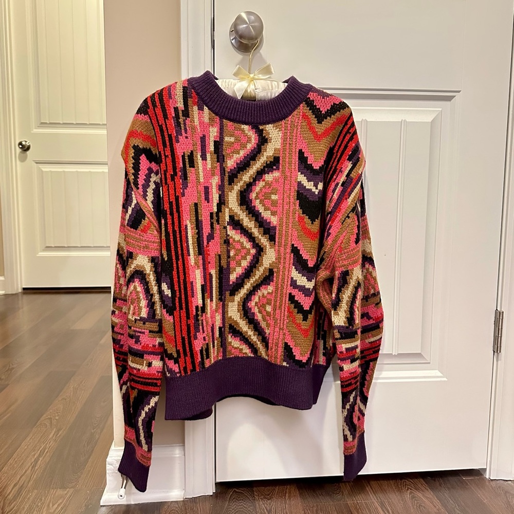 FARM Rio Red Stripes Patches Sweater